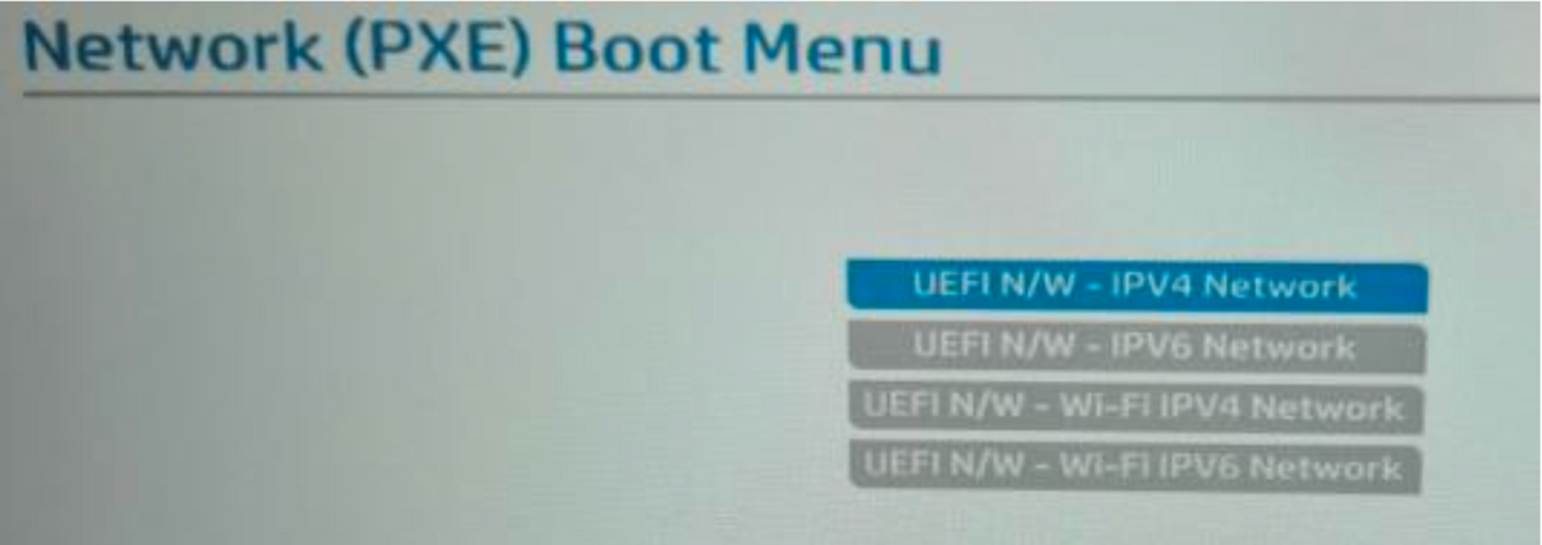 Menu de démarrage PXE