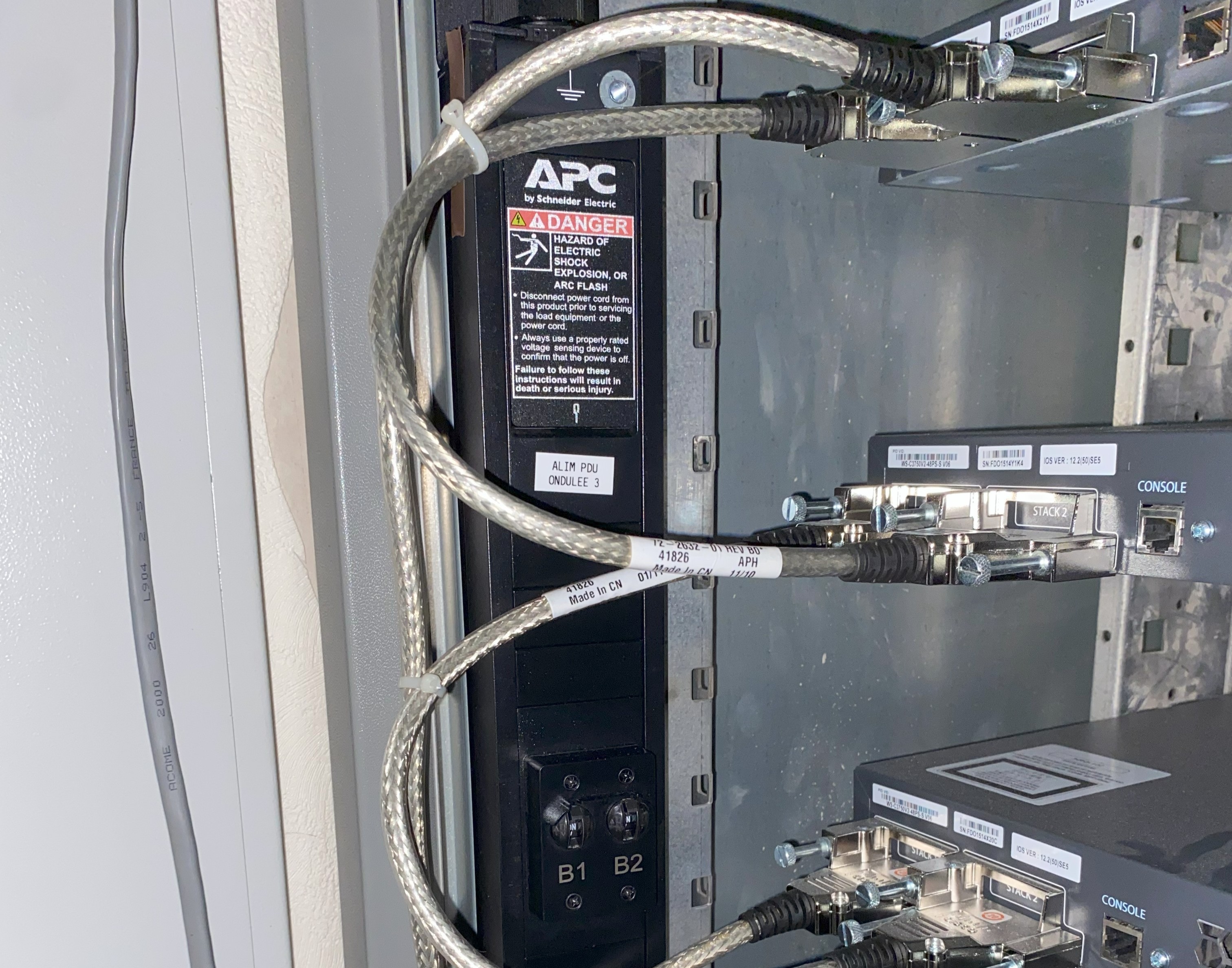 Raccordement électrique via PDU